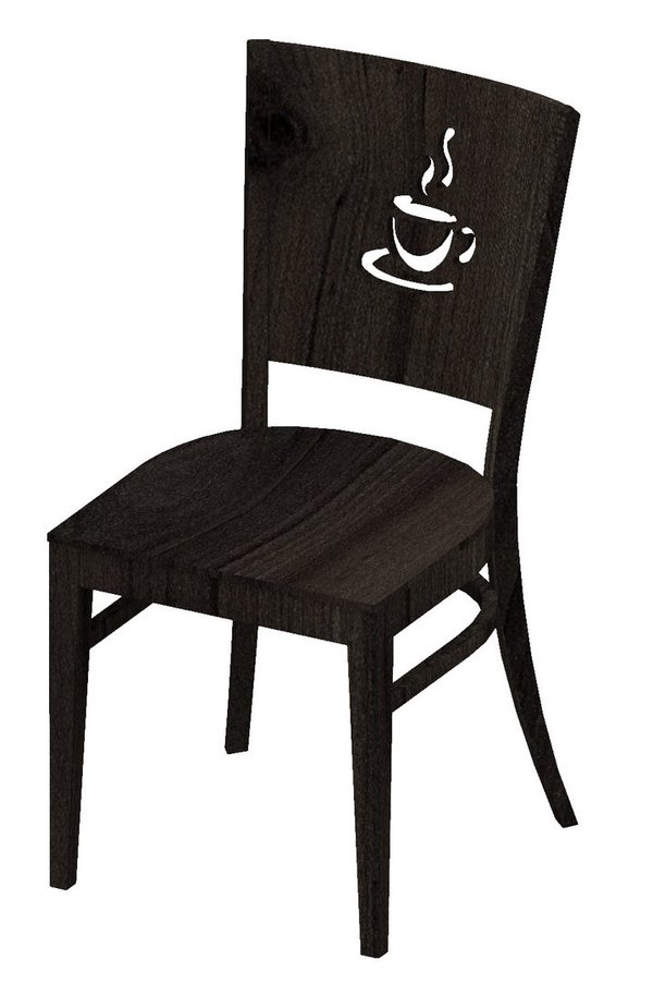 Stuhlmodell mit eingefrästem Motiv in der Stuhllehne